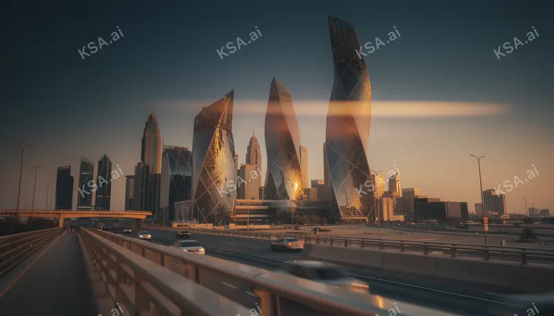 Riyadh's KAFD financial district twisting glass spires في…