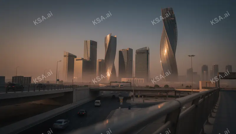 Riyadh's KAFD financial district twisting glass spires في…