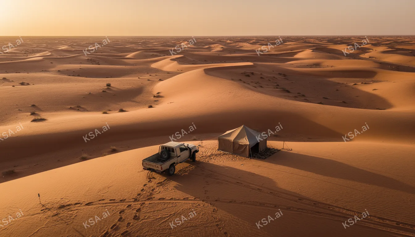 sand-colored Toyota Land Cruiser 70-series pickup parked…