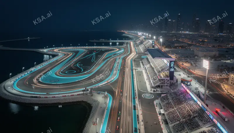 F1 Saudi Arabian Grand Prix night race lights streaking…