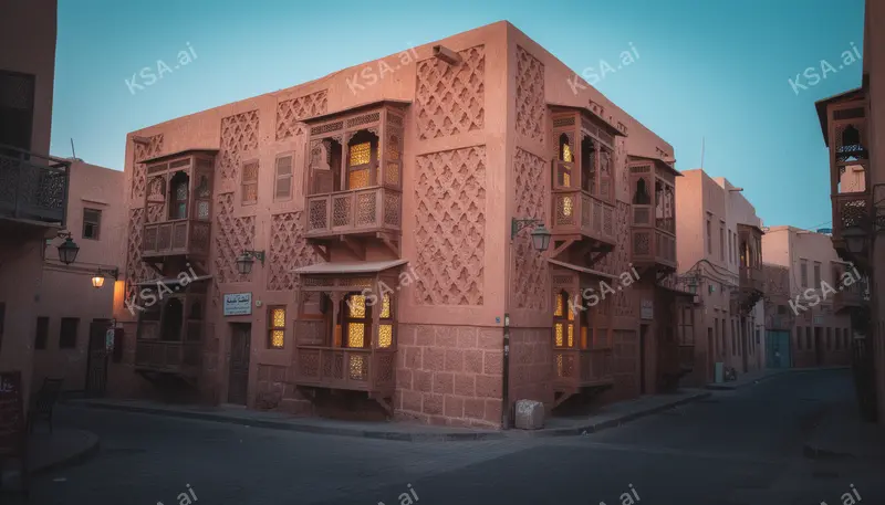 historic Jeddah's Al Balad coral-stone houses في blue hour