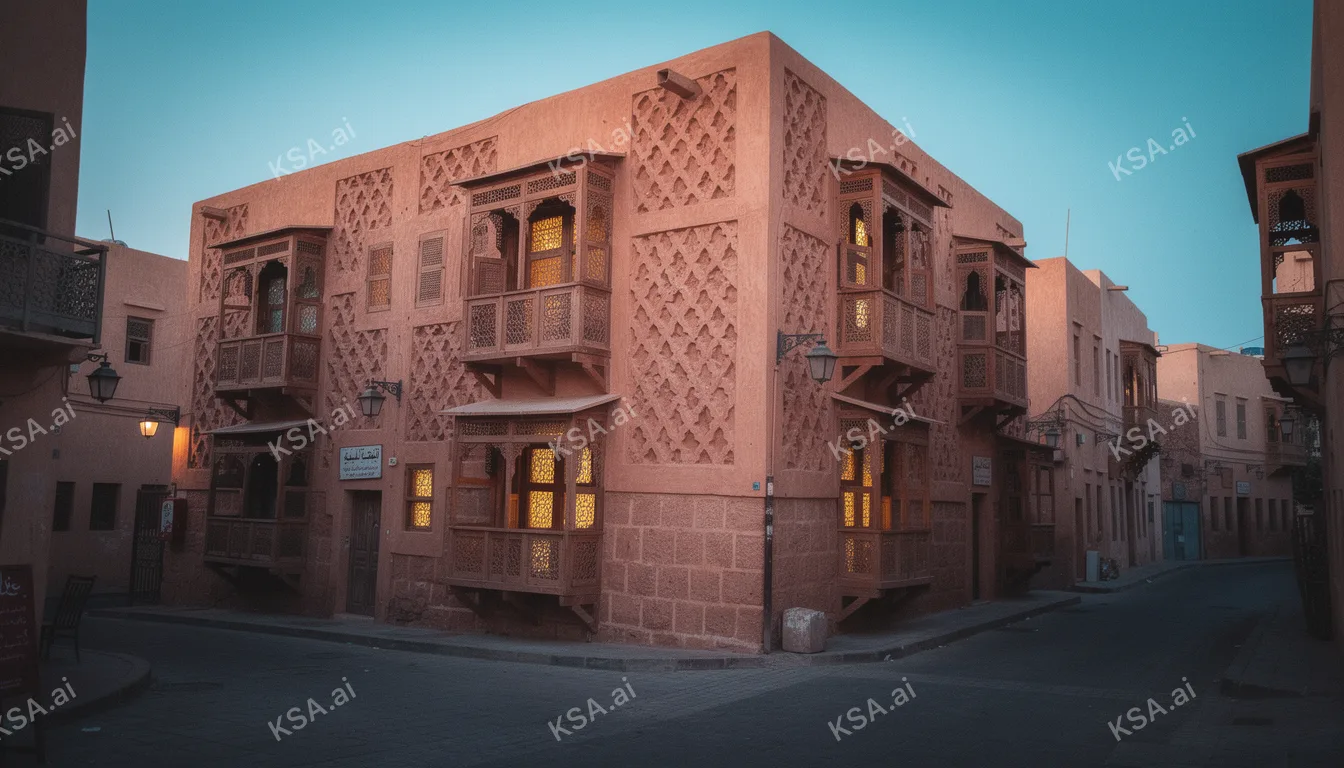 historic Jeddah's Al Balad coral-stone houses في blue hour