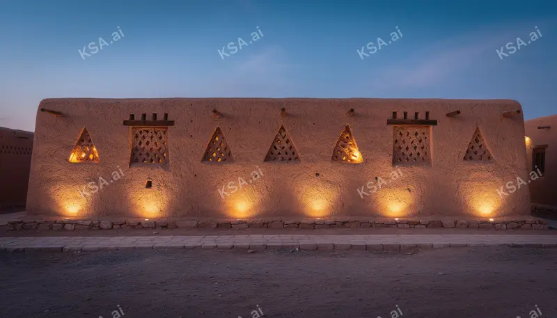 Diriyah's At-Turaif mud-brick district في golden hour