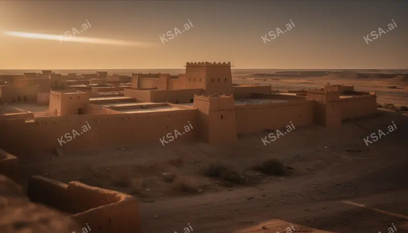Diriyah's At-Turaif mud-brick district في golden hour