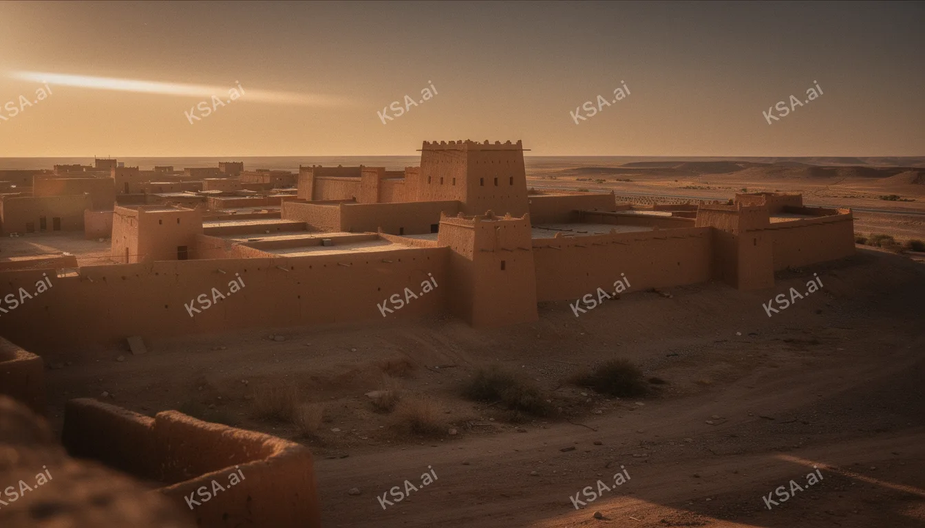 Diriyah's At-Turaif mud-brick district في golden hour