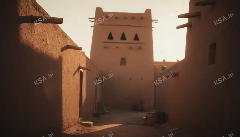 Diriyah's At-Turaif mud-brick district في golden hour