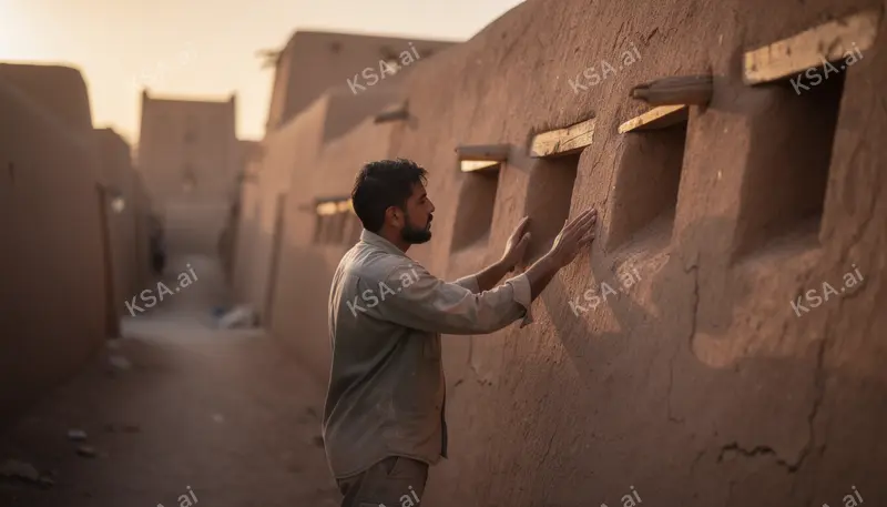 Diriyah's At-Turaif mud-brick district في golden hour