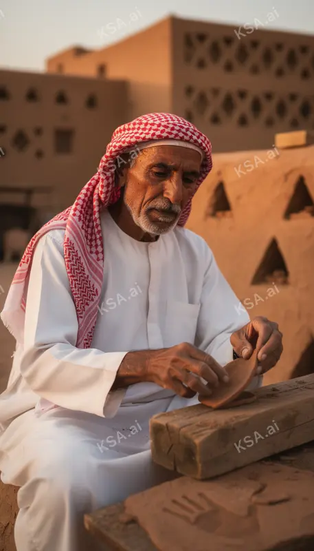 Diriyah's At-Turaif mud-brick district في golden hour