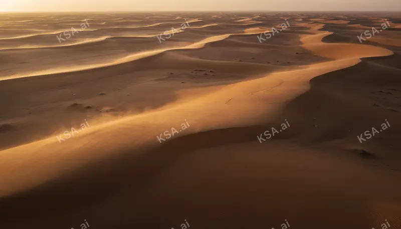 Empty Quarter sand sea في golden hour