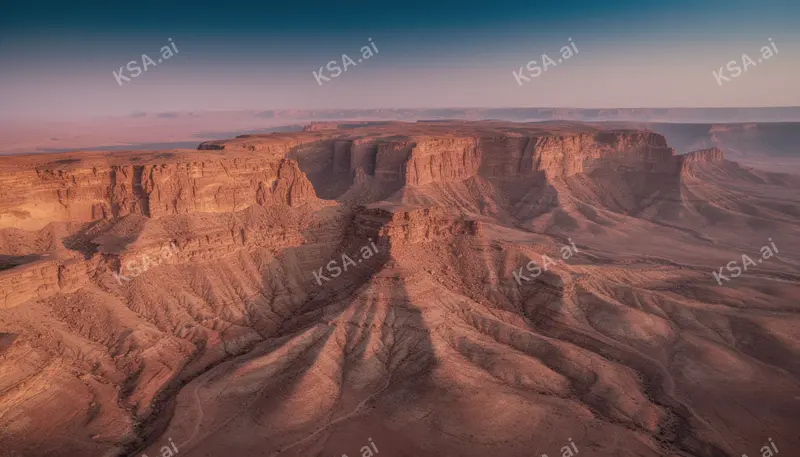 AlUla sandstone canyon system في predawn pink