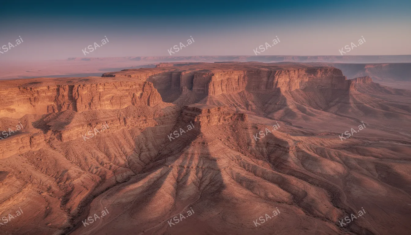 AlUla sandstone canyon system في predawn pink