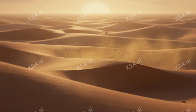 Empty Quarter sand sea في golden hour