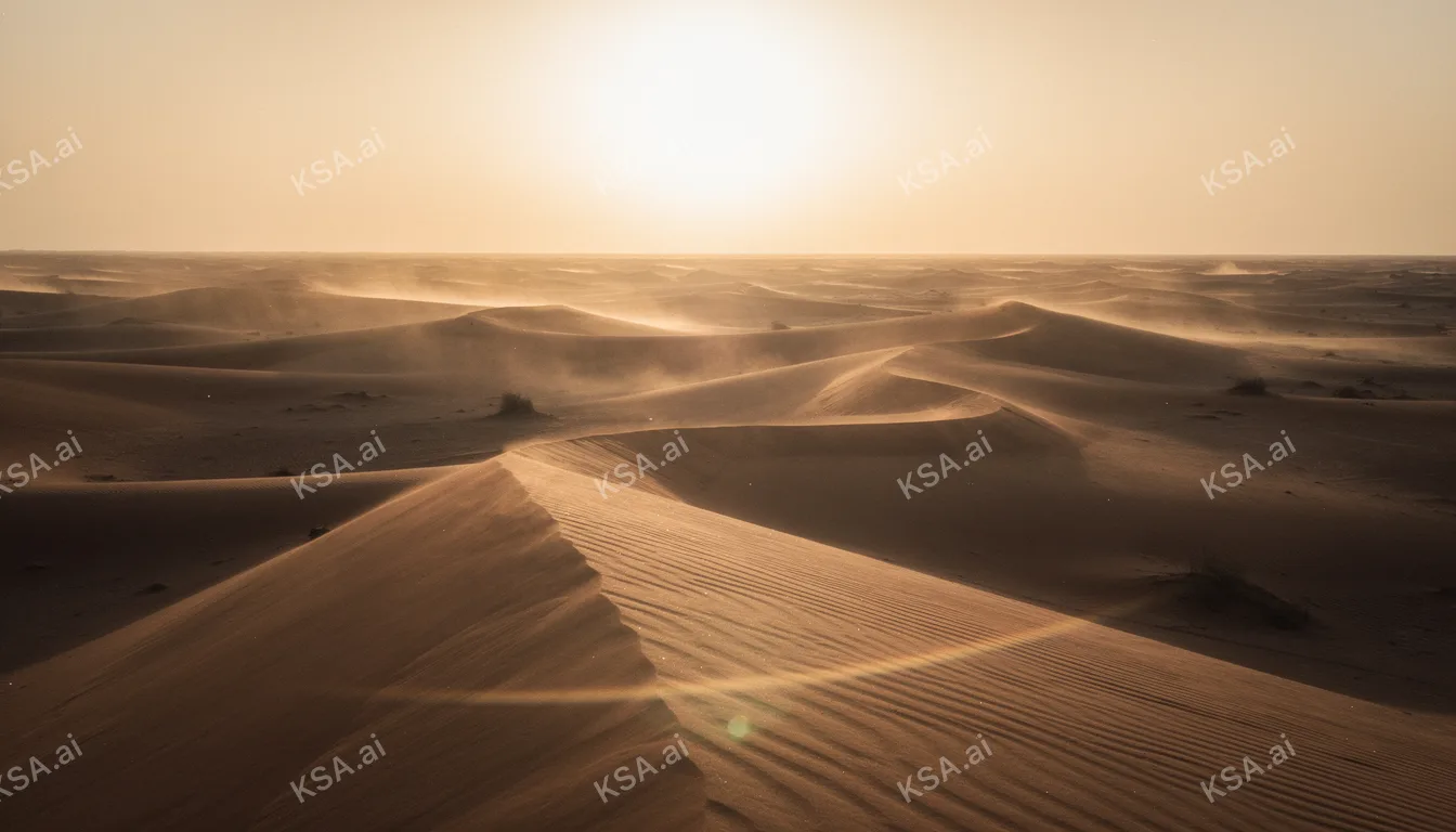 Empty Quarter sand sea في golden hour
