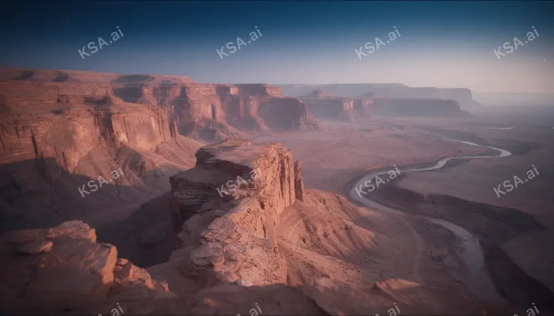 AlUla sandstone canyon system في predawn pink