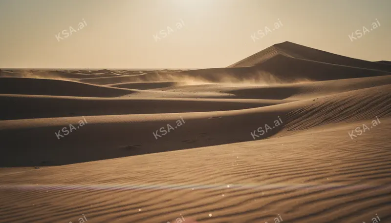 Empty Quarter sand sea في golden hour