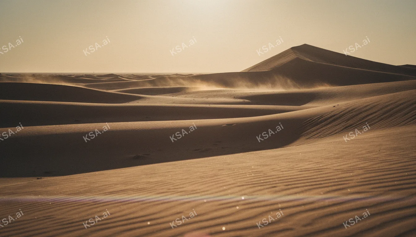 Empty Quarter sand sea في golden hour