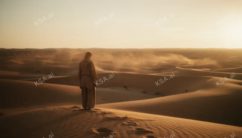 Empty Quarter sand sea في golden hour