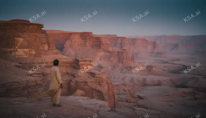 AlUla sandstone canyon system في predawn pink