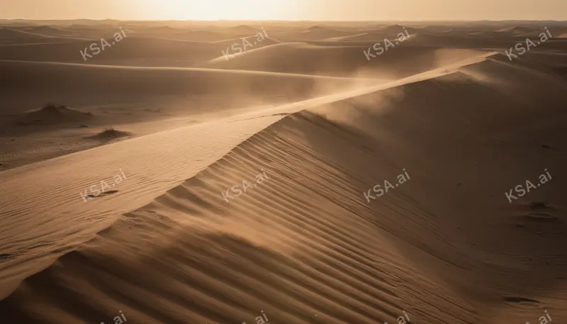 Empty Quarter sand sea في golden hour