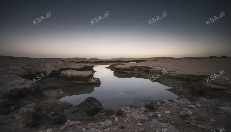 Farasan Islands' coral coastline في night with stars