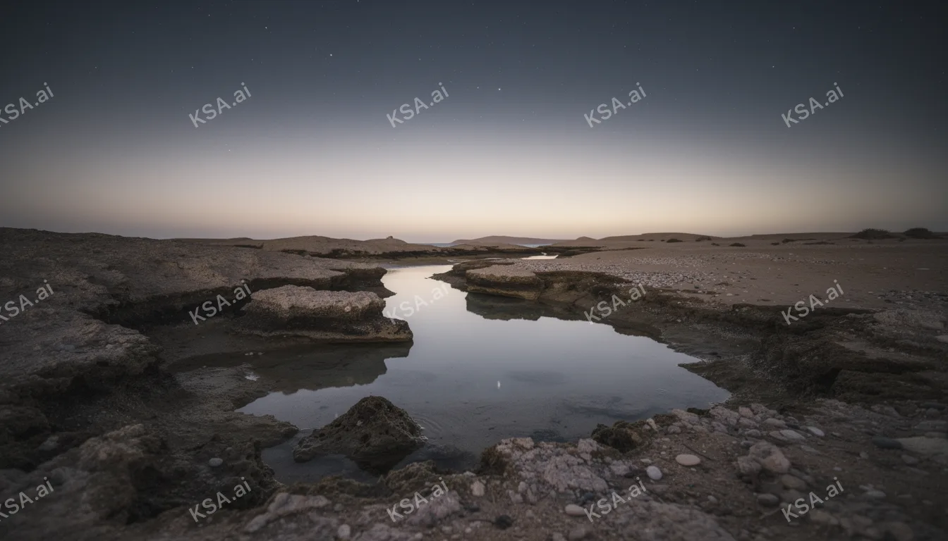 Farasan Islands' coral coastline في night with stars