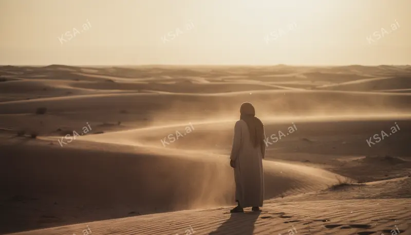Empty Quarter sand sea في golden hour