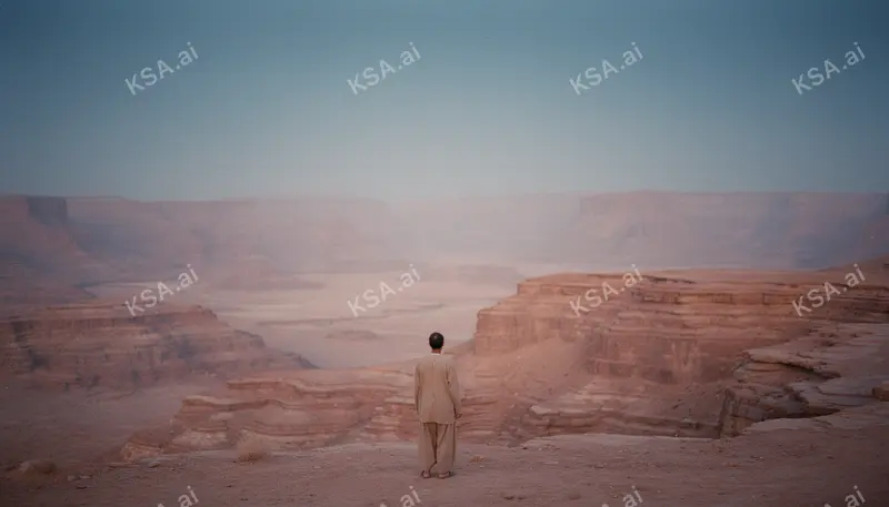 AlUla sandstone canyon system في predawn pink