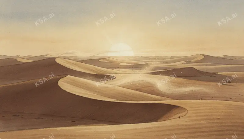 Empty Quarter sand sea في golden hour
