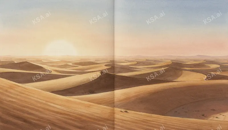 Empty Quarter sand sea في golden hour