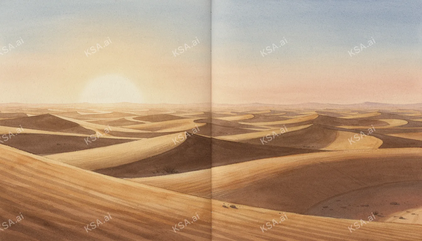 Empty Quarter sand sea في golden hour