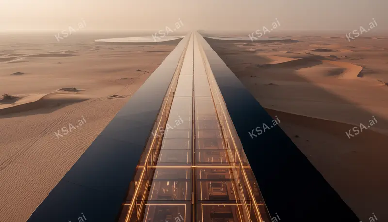NEOM's The Line megastructure في golden hour