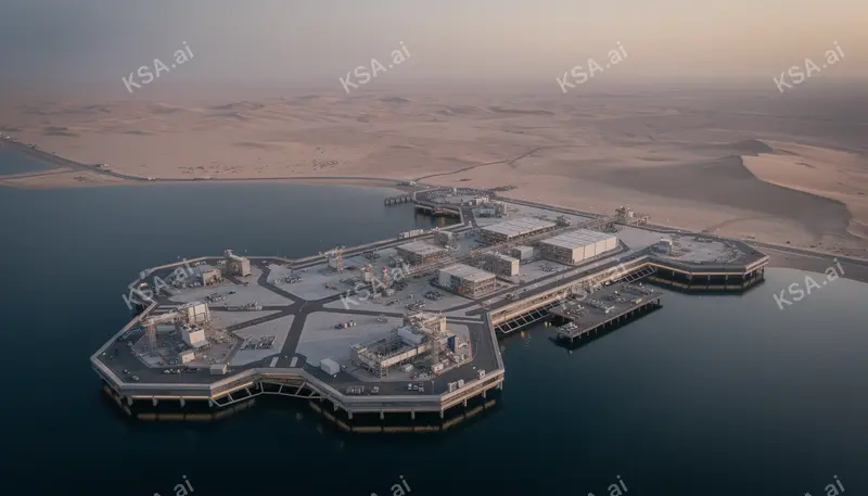 Oxagon's floating port في blue hour