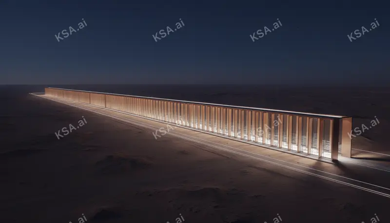 NEOM's The Line megastructure في golden hour