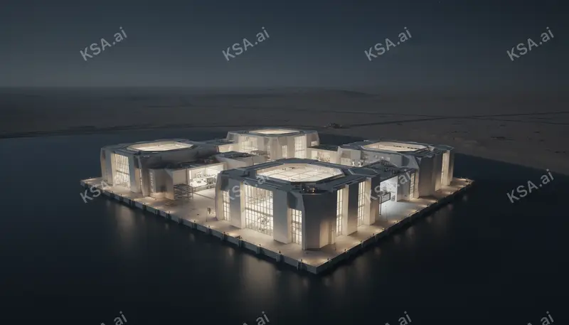 Oxagon's floating port في blue hour