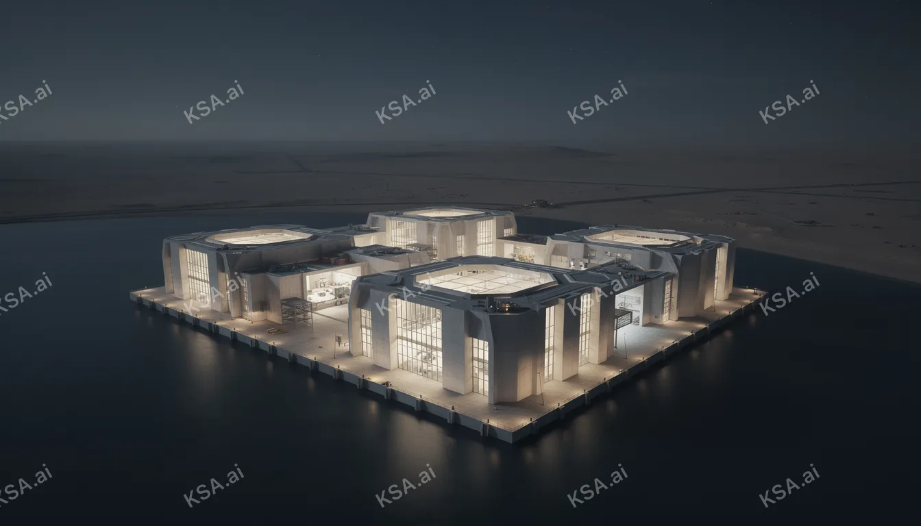 Oxagon's floating port في blue hour