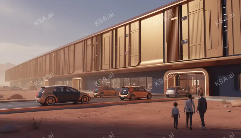 NEOM's The Line megastructure في golden hour