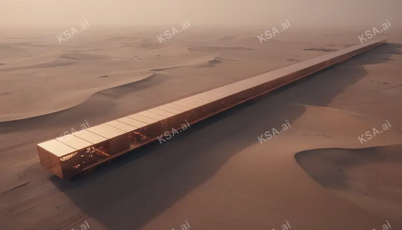 NEOM's The Line megastructure في golden hour