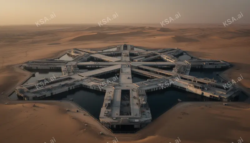 Oxagon's floating port في blue hour