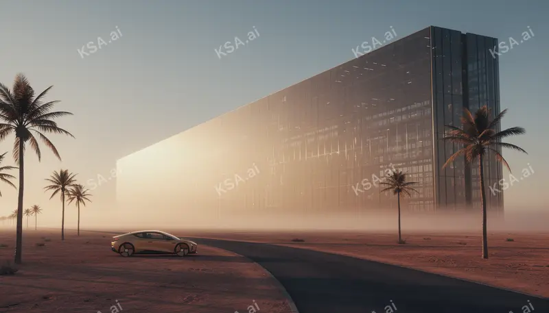 NEOM's The Line megastructure في golden hour