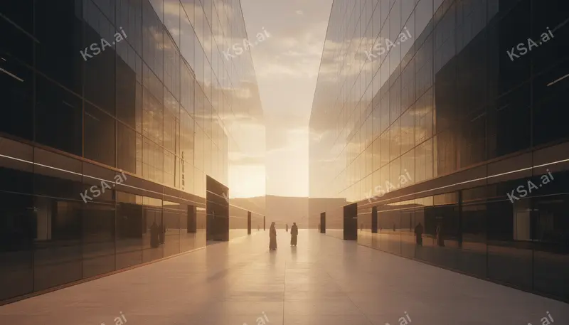 NEOM's The Line megastructure في golden hour