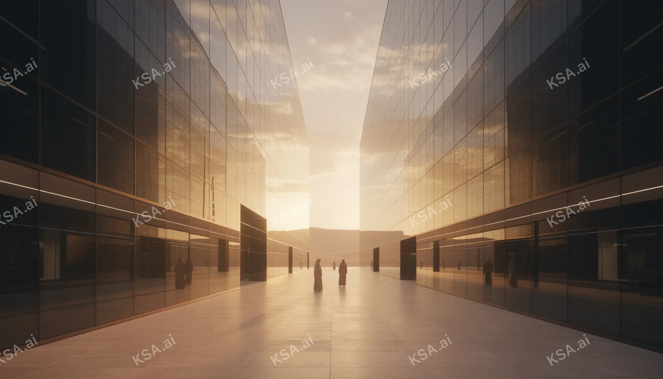 NEOM's The Line megastructure في golden hour