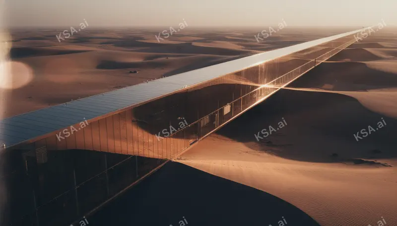 NEOM's The Line megastructure في golden hour