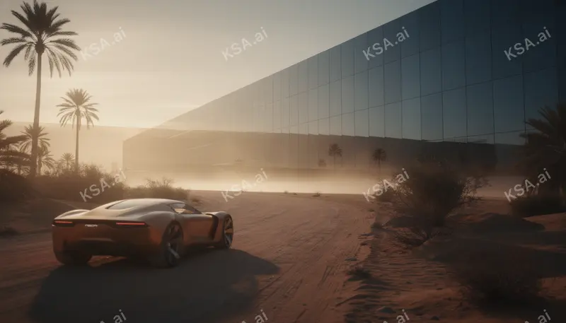 NEOM's The Line megastructure في golden hour