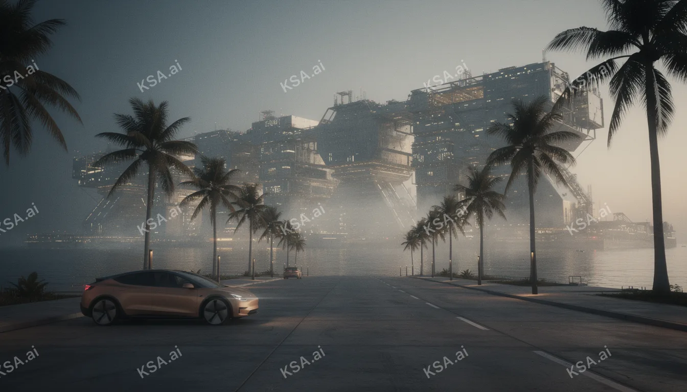 Oxagon's floating port في blue hour