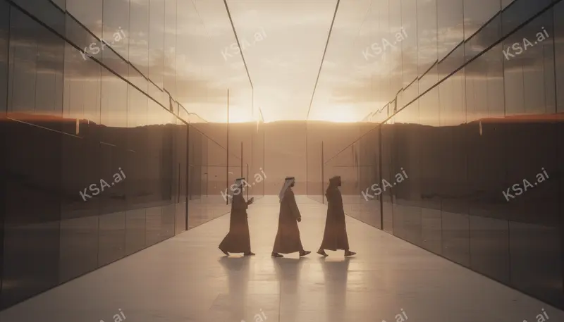 NEOM's The Line megastructure في golden hour