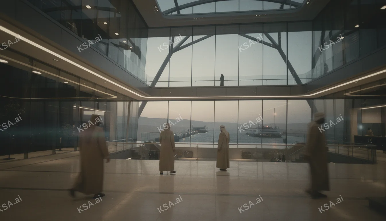 Oxagon's floating port في blue hour