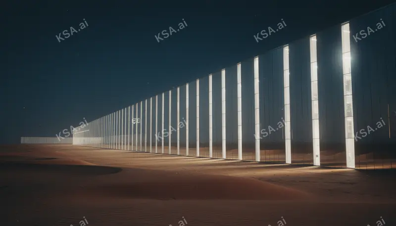 NEOM's The Line megastructure في golden hour
