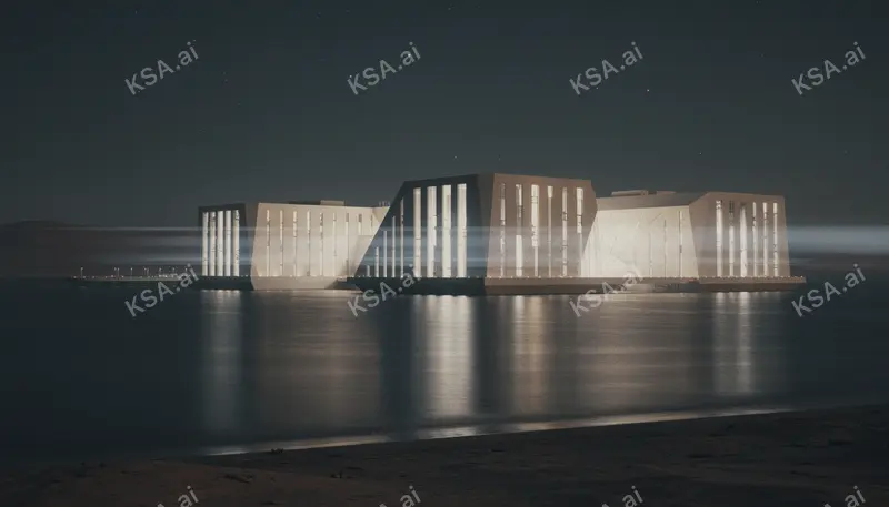 Oxagon's floating port في blue hour