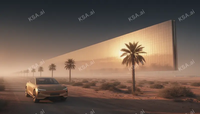 NEOM's The Line megastructure في golden hour