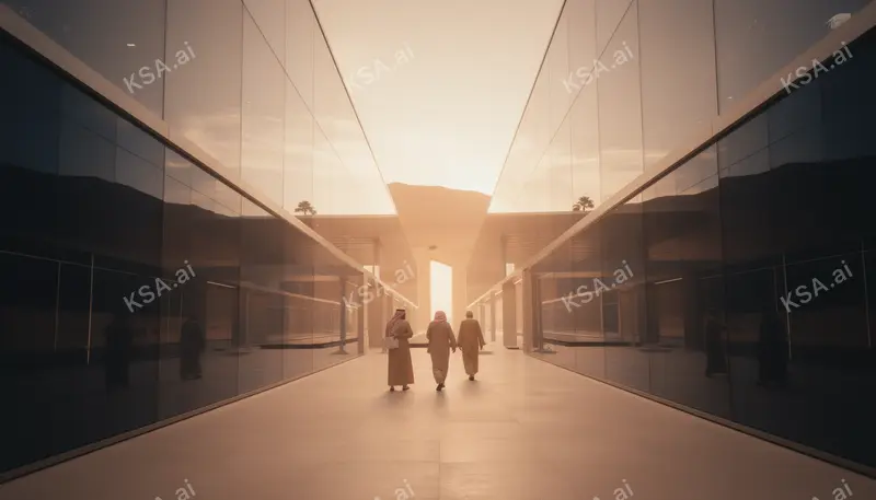NEOM's The Line megastructure في golden hour